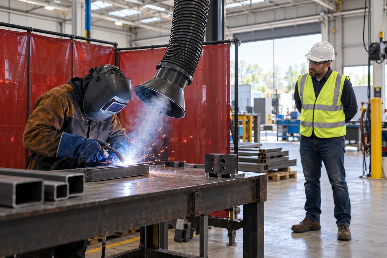 A welder at work on a contractor job